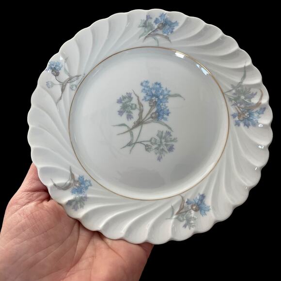 Haviland Limoges Bergere Bread & Butter Plates Lot of 5 White Blue Floral Swirl - Picture 15 of 16